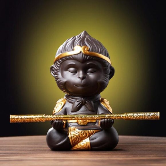 Chinese Purple Clay Kung Fu Tea Set Tea Pet Monkey King for Home Tea Tray Decoration Tea Tray Sun Wukong Statues Sculptures - Image 9