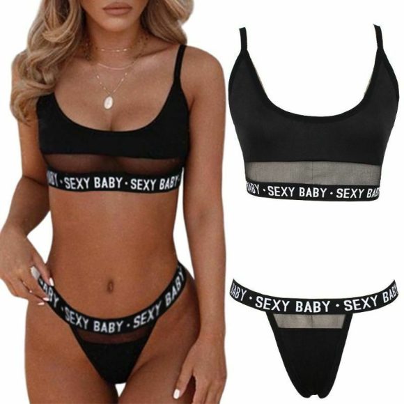 Sexy openwork letters split bikini - Image 2