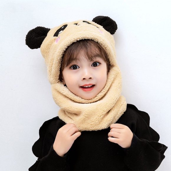 Winter boys and girls bib hat one-piece baby hat ear protection panda head hat - Image 6