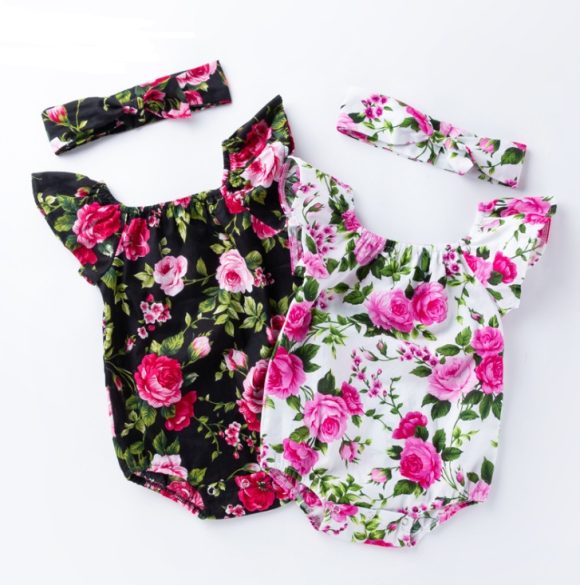 Children's wear, baby, cotton, baby, baby print, small flying sleeves, romper - Image 5