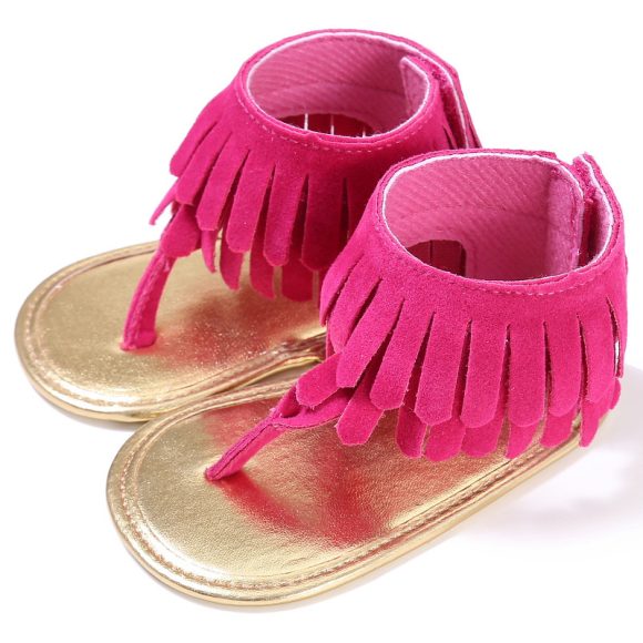 Children's sandals summer new girls sandals wholesale retro tassel flannel baby sandals - Image 3