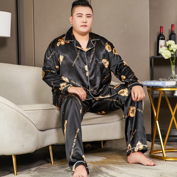 Cut Flower Fat Men's Pajamas Extra Ice Silk - Image 7
