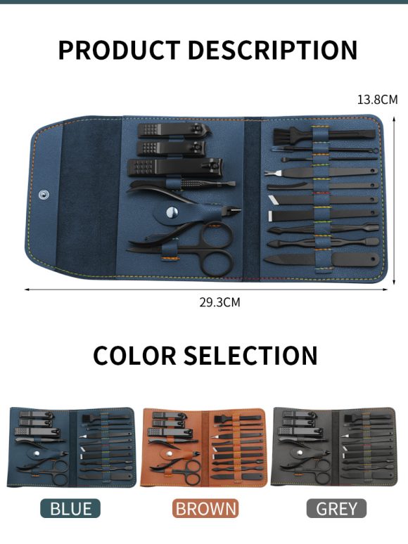 16pcs set Nail Clipper Cutter Trimmer Ear Pick Grooming Kit Manicure Set Pedicure Toe Nail Art Tools Set Kits with Bag - Image 8