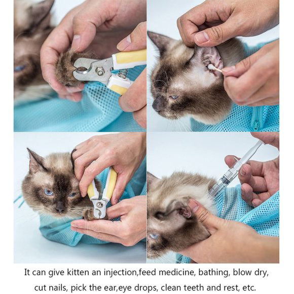 Pet Soft Cat Grooming Bag Adjustable Multifunctional Polyester Cat Washing Shower Mesh Bags Pet Nail Trimming Bags - Image 7