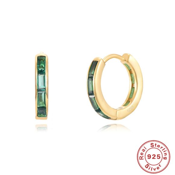 Sterling Silver Earrings Square Colorful Crystals - Image 9