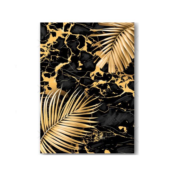 Black Gold Marble Tropical Plants Poster Canvas Painting - Image 2