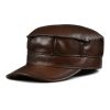 Autumn And Winter Men's Genuine Leather Octagonal Cap
