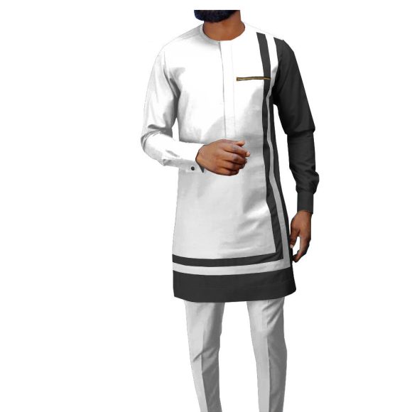 African Ethnic Printing Batik Cotton Men's Casual Suit - Image 6