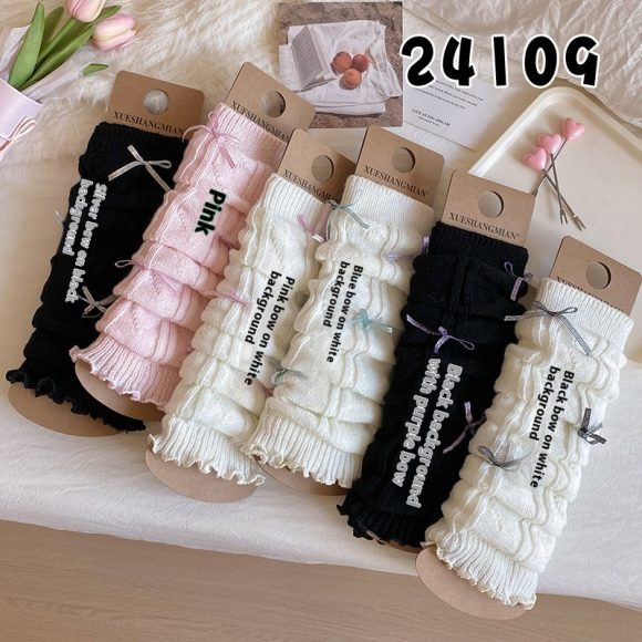 Children's Foot Sock Female Autumn And Winter Bow Pile Style Leg Warmer - Image 7