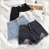 Denim Shorts Women's High Waist Loose Hole Wide Leg - Image 3