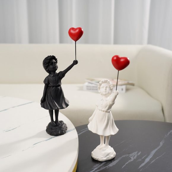 Little Girl With Balloon Art Sculpture Living Room Decorations Decoration Resin - Image 7