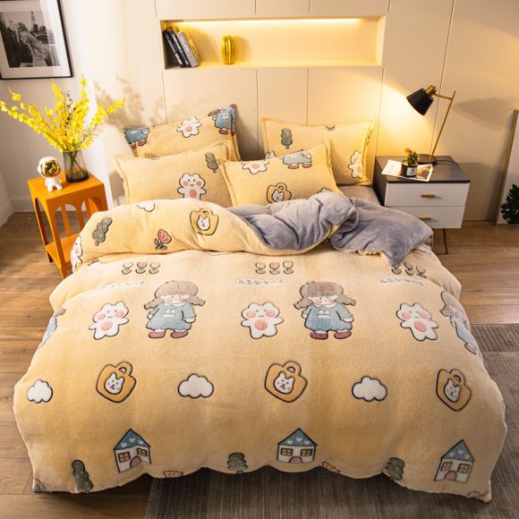 Four-piece Bedding With Velvet Sheets To Keep Warm Milk Velvet - Image 2