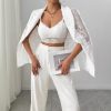 Lace Embroidery White Casual Blazer Women - Image 2