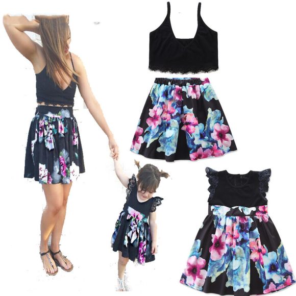Fashion Printing Mother's Dress, Mother's Suit, Girl's Dress - Image 2