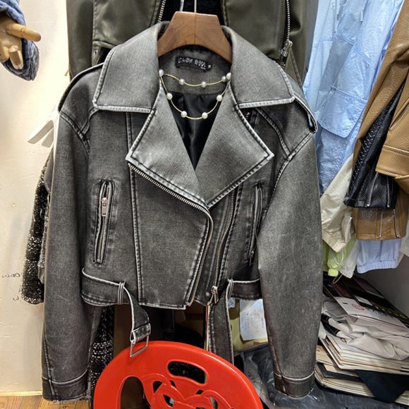 Hong Kong Style Retro Coat Women's Short Spring And Autumn New Casual Pop Motorcycle PU Leather Jacket - Image 7