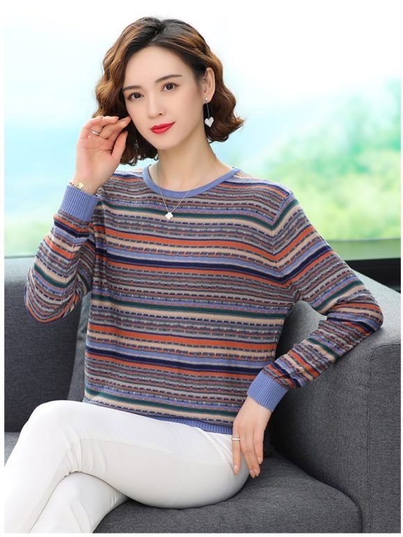 Striped Sweater Thin Bottoming Shirt - Image 6