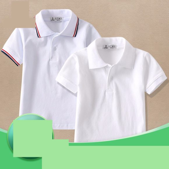 CUHK Childrens White Lapel T Shirt - Image 5