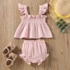 Girls' Solid Color Sling Top Hot Pants Suit - Image 8