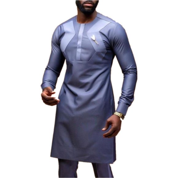 Blue Youth Stand Up Collar Casual Slim Fit Shirt - Image 4