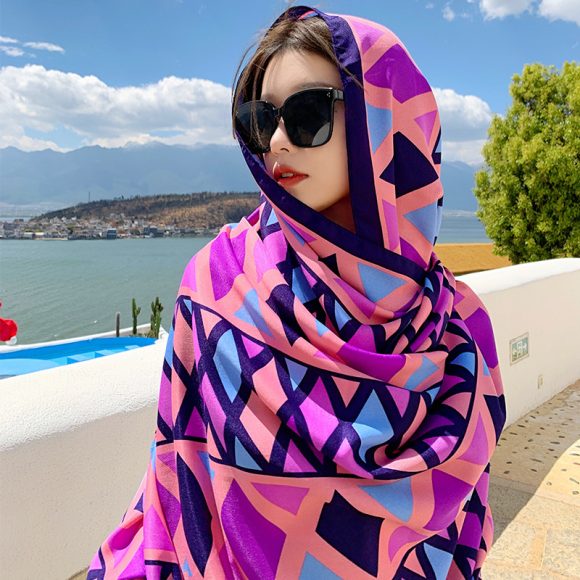 Ethnic Style Sun Protection Talma Tibet Desert Travel Thin Holiday Silk Scarf - Image 6