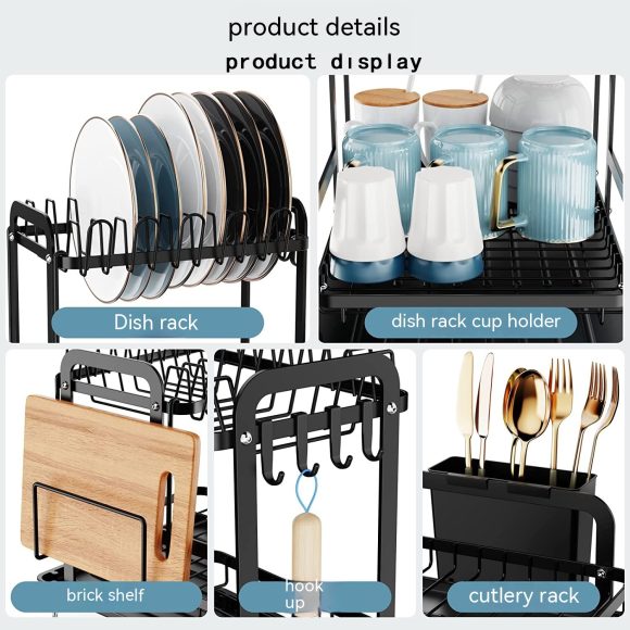 Home Kitchen Double-layer Draining Rack - Image 4