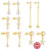 Sterling Silver Horse Eye Rhinestone Pearl Eardrops - Image 3