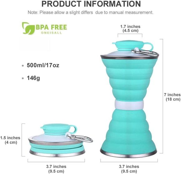 500ML Silicone Water Bottle Cup Foldable Leak Proof Portable Sports Travel Water Bottles For Outdoor Travel Gym Hiking Reuseable Kitchen Gadgets - Image 4