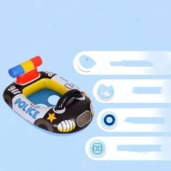 Children's New Swimming Ring PVC Inflatable Police Car Swimming Ring - Image 5