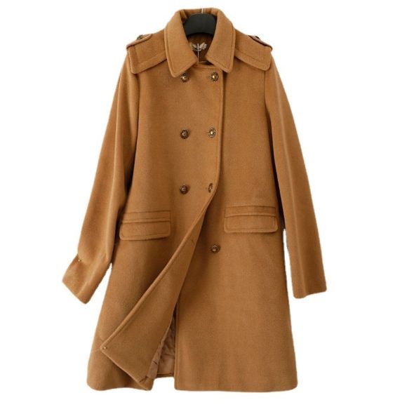 Korean Style Wool Double Breasted Coat For Women - Image 3