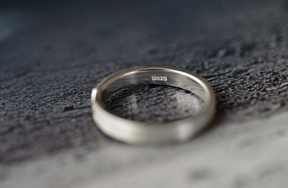 Sterling Silver  Ring Arrow Brushed Couple Ring - Image 2