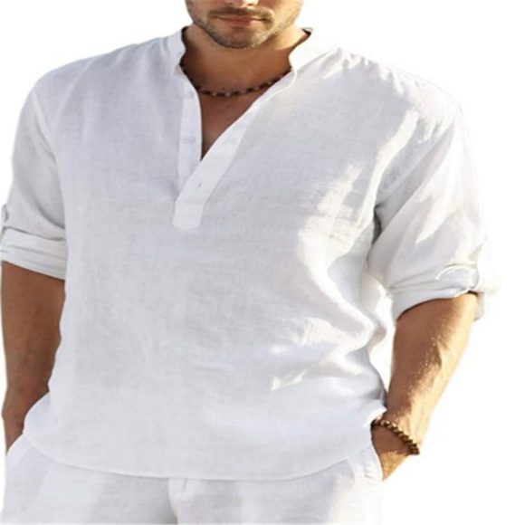 Casual Men's Loose Fitting Shirt With Long Sleeves - Image 4