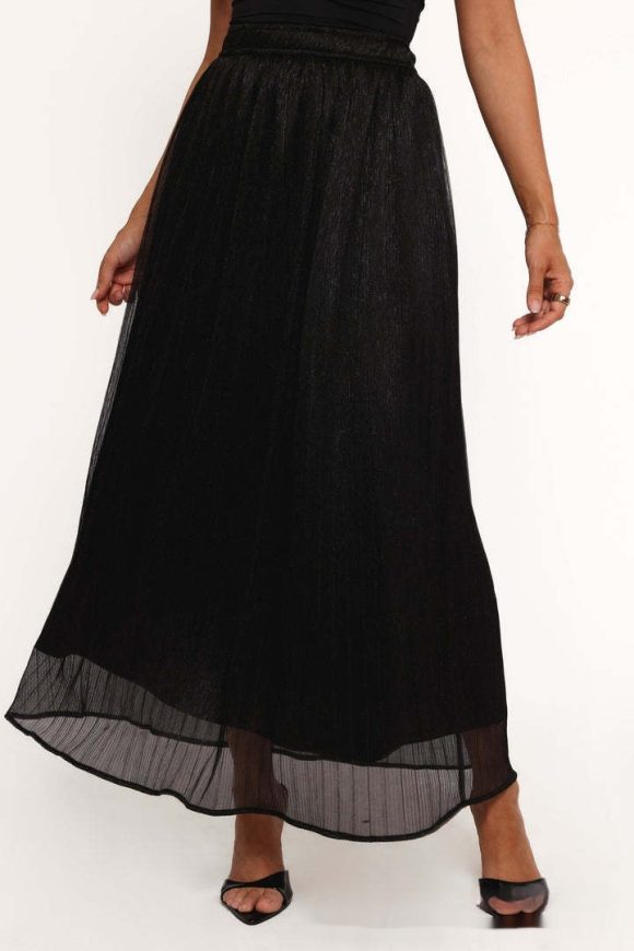 Solid Color Streamer Yarn Skirt Women's Summer High Waist Slimming A- Line Bright Silk Skirt French Style - Image 6