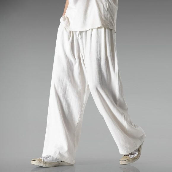 Lightweight Breathable Summer Plus Size Loose Straight Wide Leg Cotton And Linen Casual Pants - Image 5