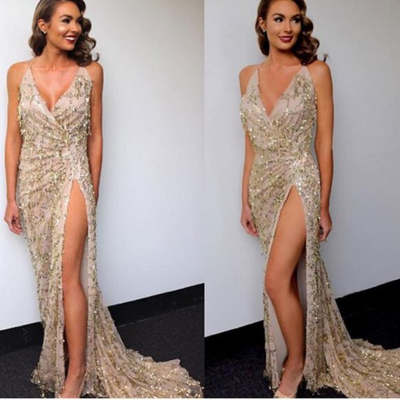 V-neck Sexy Halter Strap Sequin Dress - Image 6