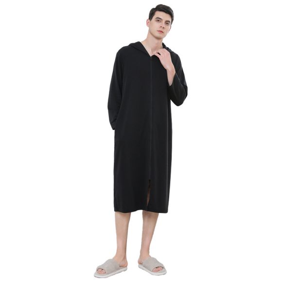 Zipper Bathrobe Couple Hooded Nightgown Thin Pajamas - Image 2
