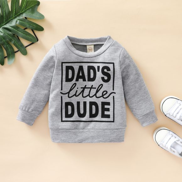 Boys Polyester Letter Grey Sweatshirt Top - Image 3