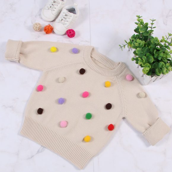 Cardigan Girls Winter Kids Sweater Balls Design Baby Knitted Cardigans Casual Toddler Boys Sweater Woolen Fleece Girls Sweater - Image 5