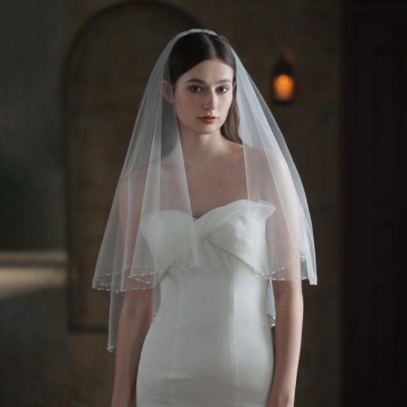 Exquisite Handmade Beaded Bridal Veil - Image 3