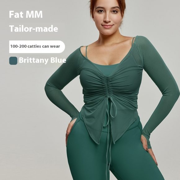 Plus Size Yoga Wear Blouse Long Sleeve Fat Top - Image 6