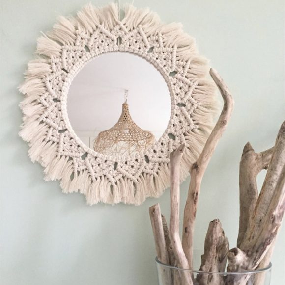 Sunflower. INS Scandinavian Girl Heart Mirror Handmade Tapestry Cosmetic Mirror Ring Home Decoration - Image 6