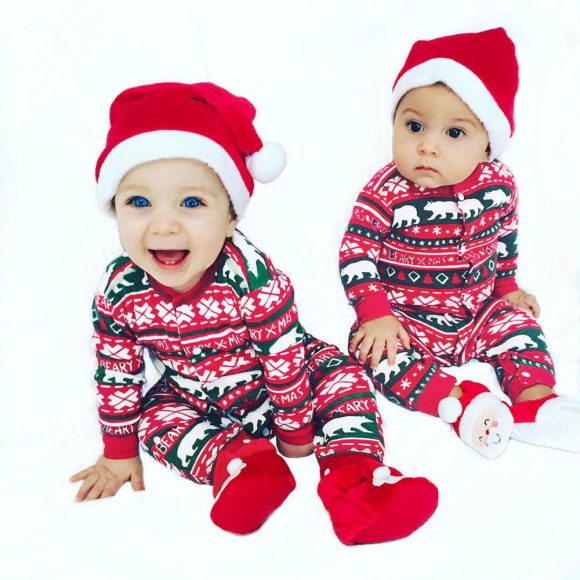 Infant Baby Boys Girls Christmas Santa XMAS Letter Plaid Romper Jumpsuit Outfits baby clothes winter clothe - Image 3