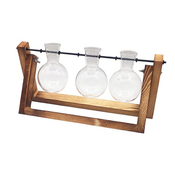 Swing Wooden Stand Hydroponic Plant Container Glass Vase - Image 10