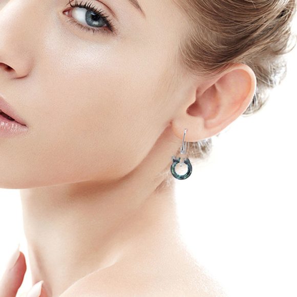 Austrian Crystal S925 Silver Universe Ring With Diamond Ear Hook Earrings - Image 3