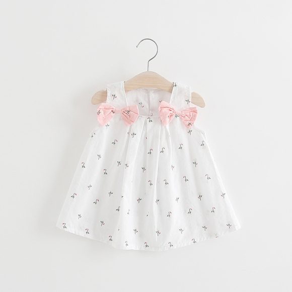 Solid color bow bow floral print halter skirt - Image 4