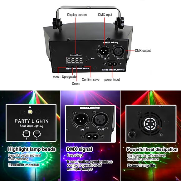 Remote Control 9-Hole Laser Light Scanning Beam Light - Image 5