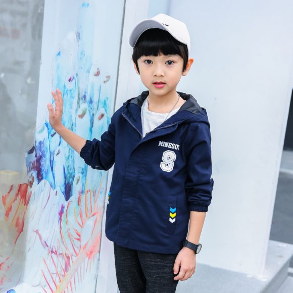Autumn Big Kids Letter Print Trench Coat - Image 2