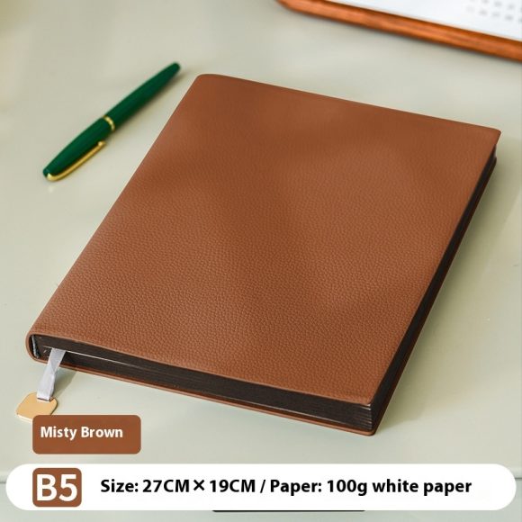 Litchi Pattern Soft Leather Covered Notebook - Image 6