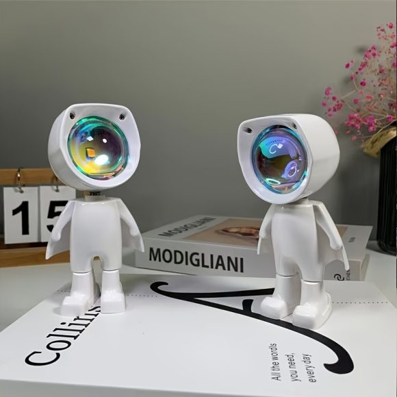 Rainbow Sunset Light Projector Lamp Atmosphere Led Night Light Romantic Mood Light Projector For Home Room Background Wall Decor Cute Robot Night Light Perfect For Home Decor - Image 2