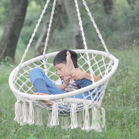 Nordic Style Round Hammock Outdoor Indoor Dormitory Bedroom Hanging Chair For Child Swinging Single Safety Hammock - Image 4