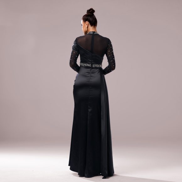 Long Sleeve Slim-fit Sheath Pearl Banquet Fishtail Evening Dress - Image 5